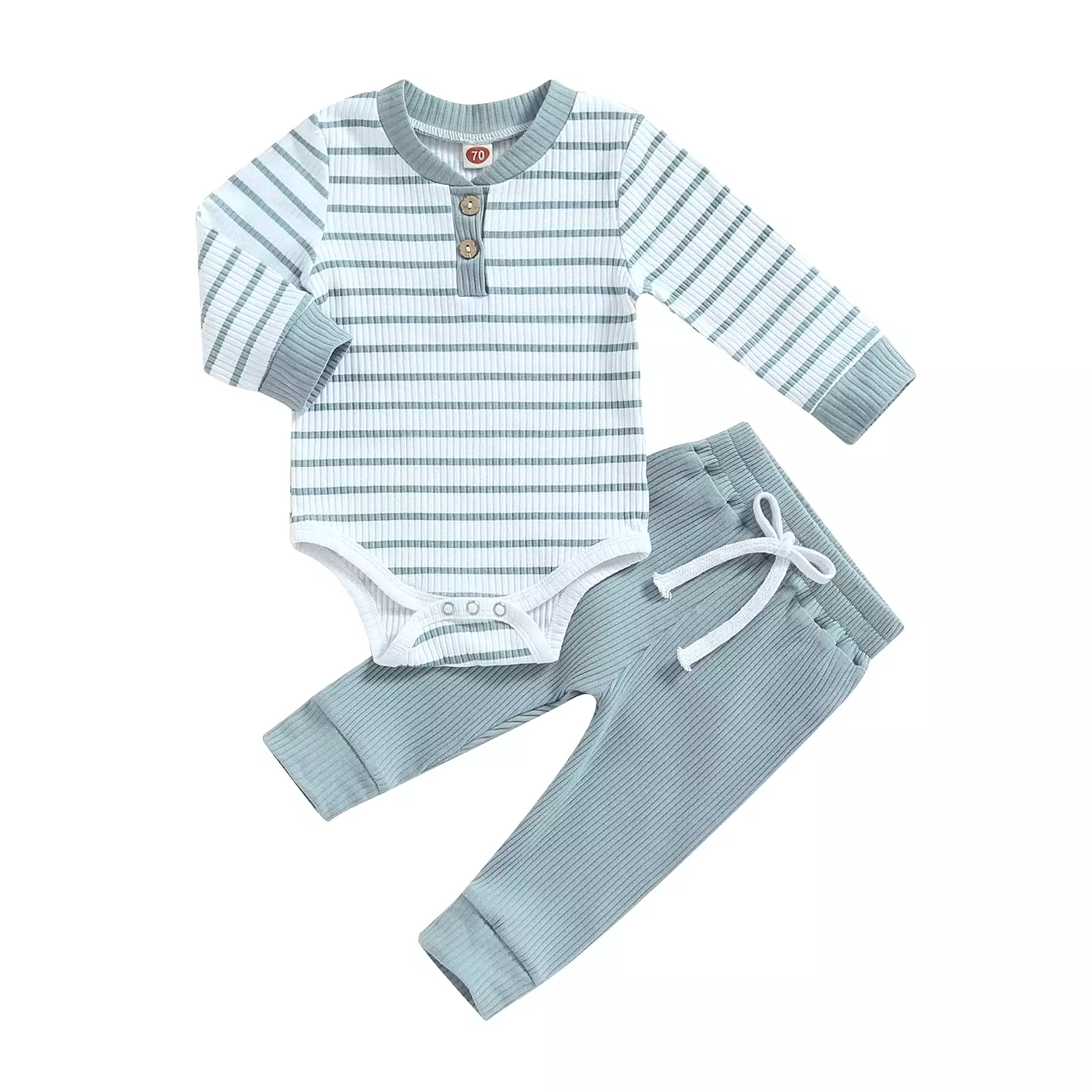 2 Pieces Set Baby Boys Striped Rompers And Solid Color Pants Wholesale 231130322