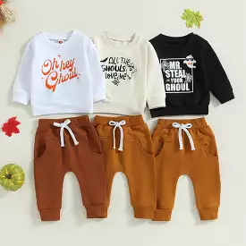 2 Pieces Set Baby Kid Boys Letters Tops And Solid Color Pants Wholesale 231130121