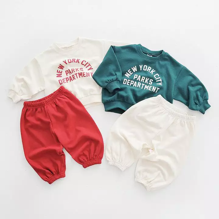 2 Pieces Set Baby Kid Girls Boys Letters Hoodies Sweatshirts And Solid Color Pants Wholesale 231130330