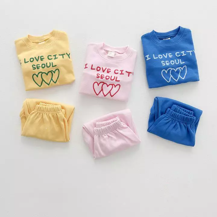 2 Pieces Set Baby Kid Girls Boys Letters Love heart Tops And Solid Color Pants Wholesale 23113096