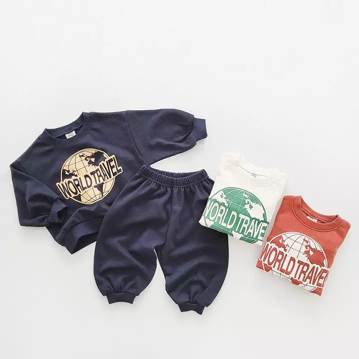 2 Pieces Set Baby Kid Girls Boys Letters Tops And Solid Color Pants Wholesale 231130202