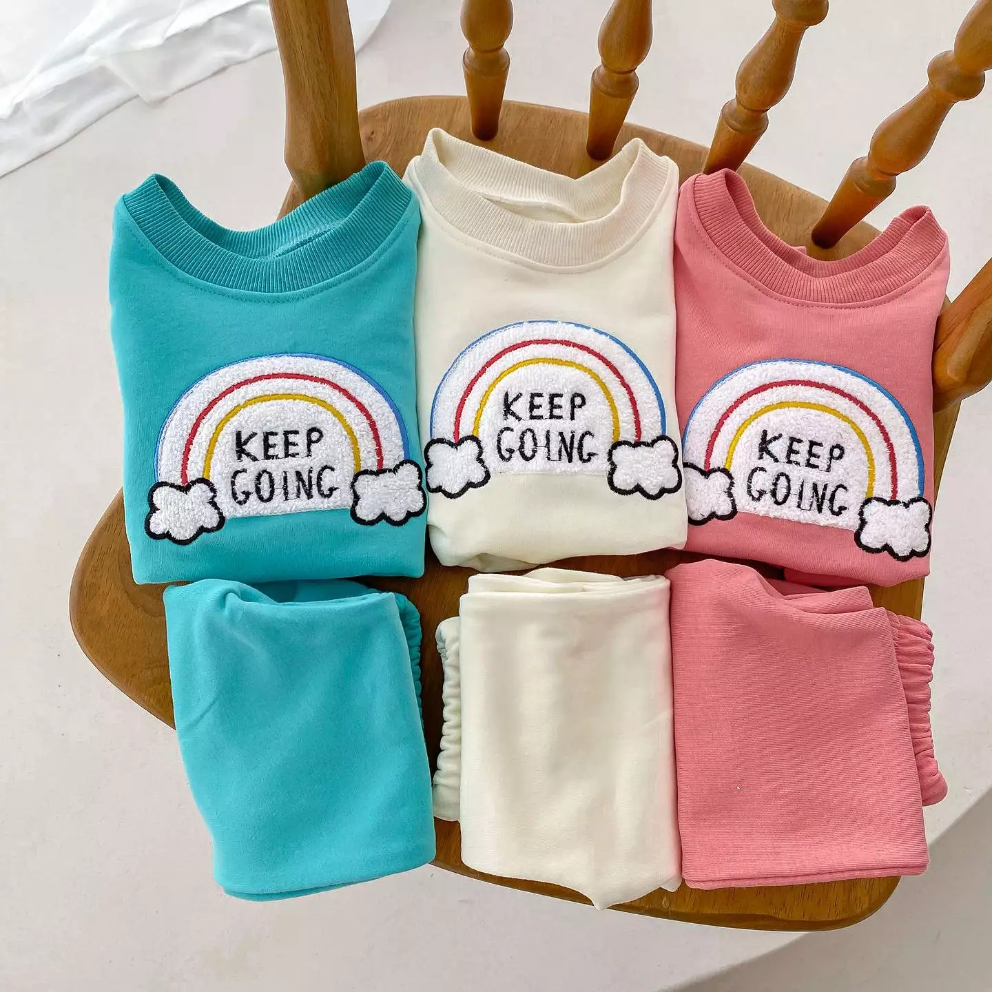 2 Pieces Set Baby Kid Girls Boys Rainbow Hoodies Sweatshirts And Solid Color Pants Wholesale 23101966