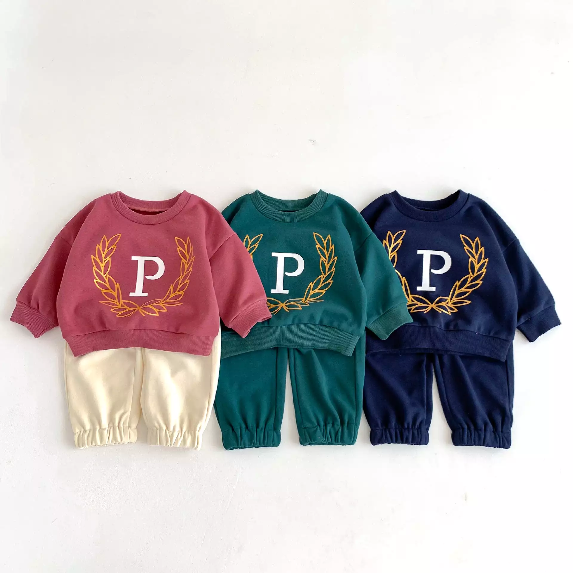 2 Pieces Set Baby Kid Girls Boys Sports Letters Hoodies Sweatshirts And Solid Color Pants Wholesale 23101909