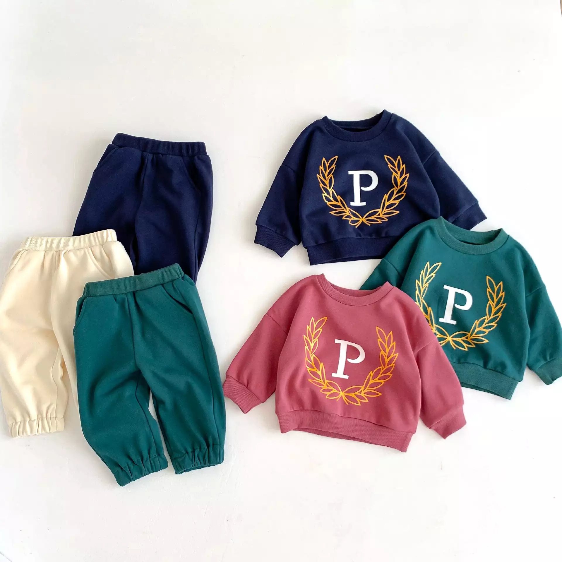 2 Pieces Set Baby Kid Girls Boys Sports Letters Hoodies Sweatshirts And Solid Color Pants Wholesale 23101909