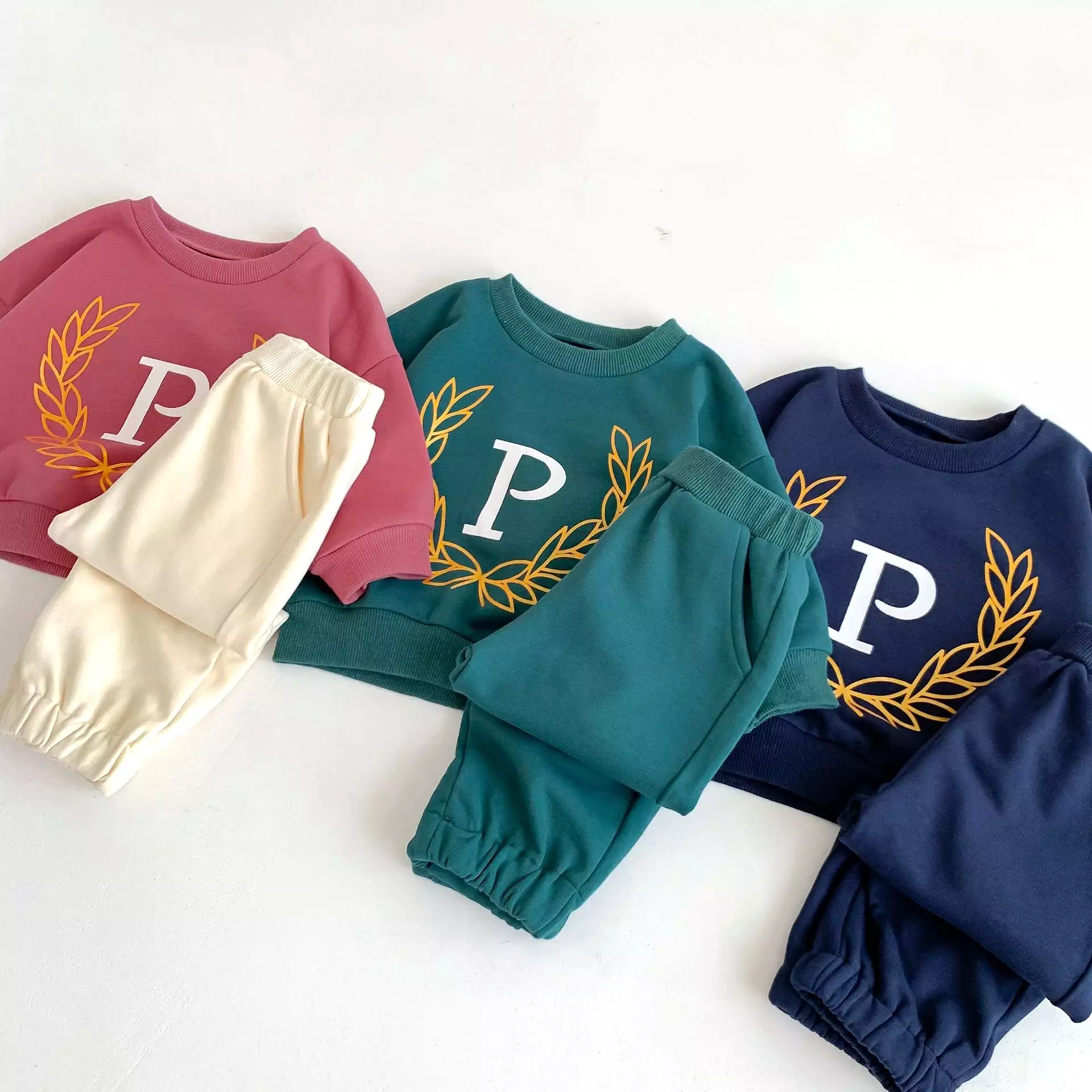 2 Pieces Set Baby Kid Girls Boys Sports Letters Hoodies Sweatshirts And Solid Color Pants Wholesale 23101909