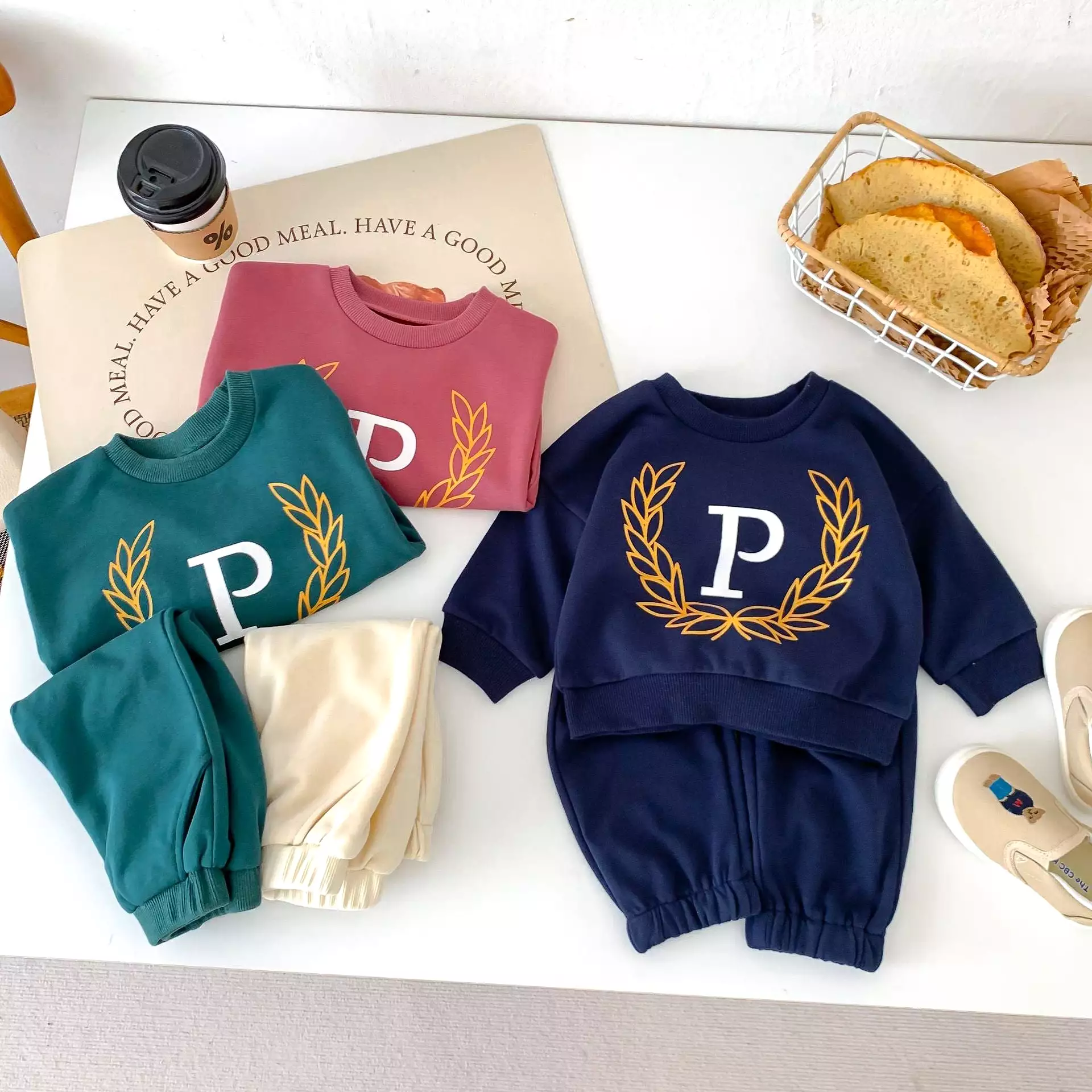 2 Pieces Set Baby Kid Girls Boys Sports Letters Hoodies Sweatshirts And Solid Color Pants Wholesale 23101909