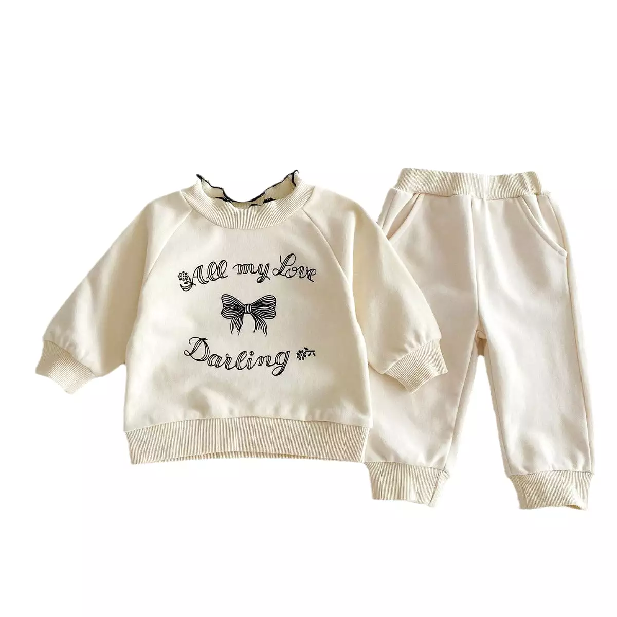 2 Pieces Set Baby Kid Girls Letters Tops And Solid Color Pants Wholesale 240111111