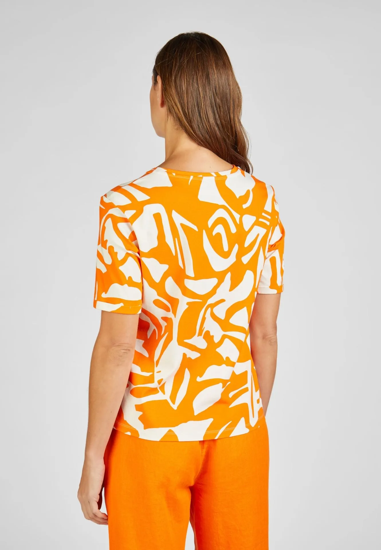 224350- Orange Print T-Shirt - Rabe