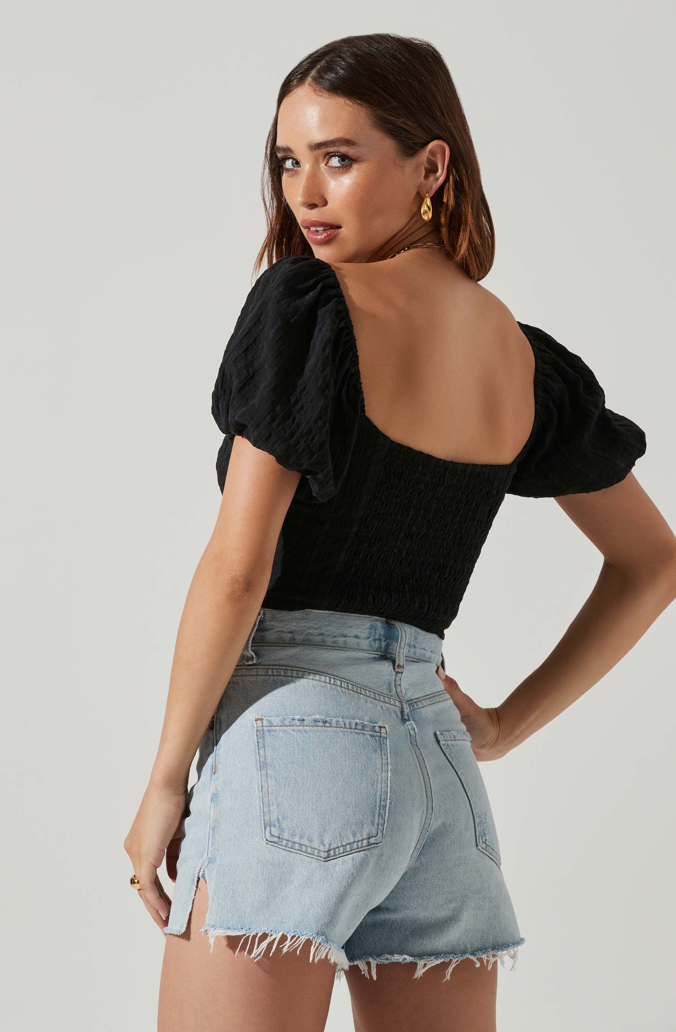 Amadia Puff Sleeve Crop Top