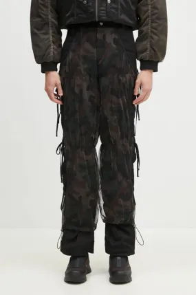 Andersson Bell trousers Camouflage Mesh Layered Tying Pants men's black color apa767wl