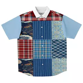 Andromeda Blue Patchwork Button Down Shirt