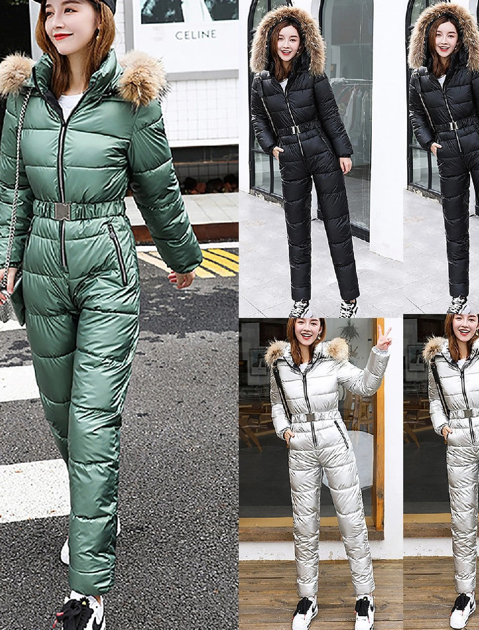 Ashore Shop Womens Ski JumpSuit Windproof and Hooded with Fur