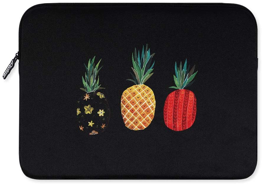 Black Pineapple Graphic iPad 11 13 15 17 inch Laptop Sleeves Cases Protective Covers Purses Handbags Square Cushion Pouches Desi