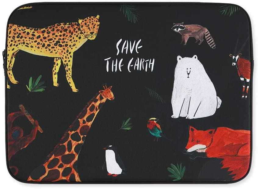 Black Save the earth Graphic iPad 11 13 15 inch Laptop Sleeves Cases Protective Covers Purses Handbags Square Cushion Pouches De