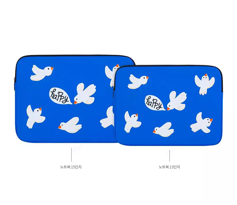 Blue Birds Graphic Laptop Sleeves 13 15inch Fitted Cases Covers Pouches Protective Purses Handbags Square Cushion School Collage