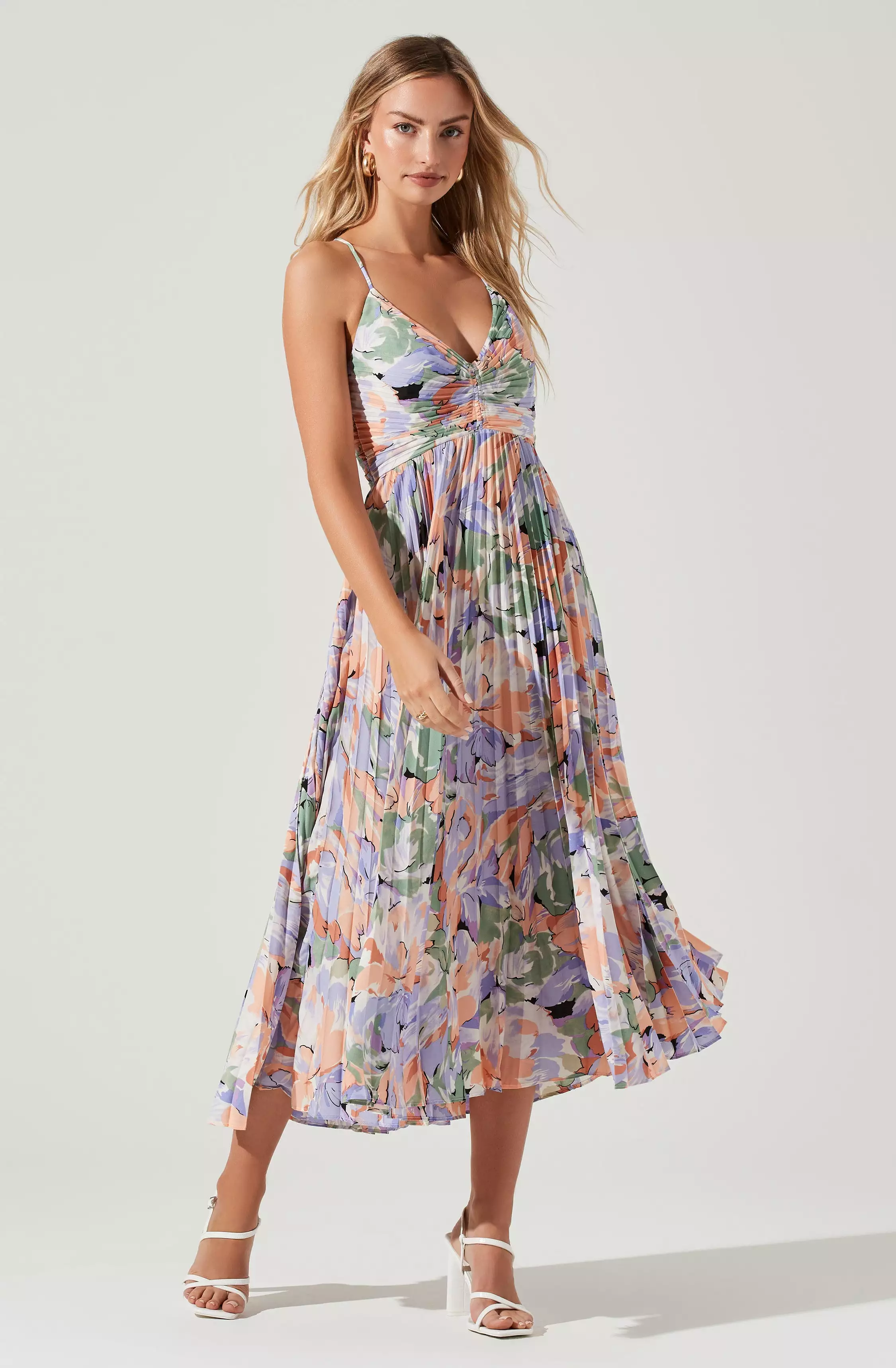 Blythe Floral Plisse Midi Dress