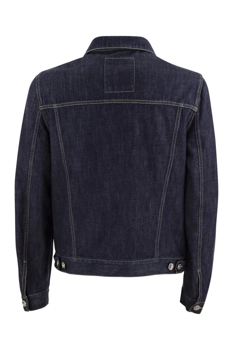 BRUNELLO CUCINELLI Navy Denim Jacket for Men | SS24 Collection