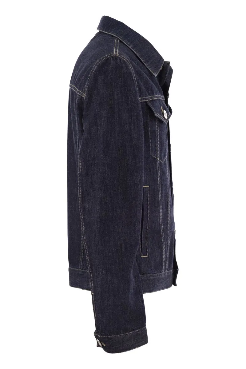 BRUNELLO CUCINELLI Navy Denim Jacket for Men | SS24 Collection