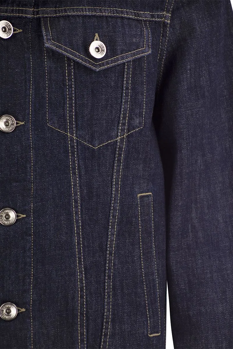 BRUNELLO CUCINELLI Navy Denim Jacket for Men | SS24 Collection