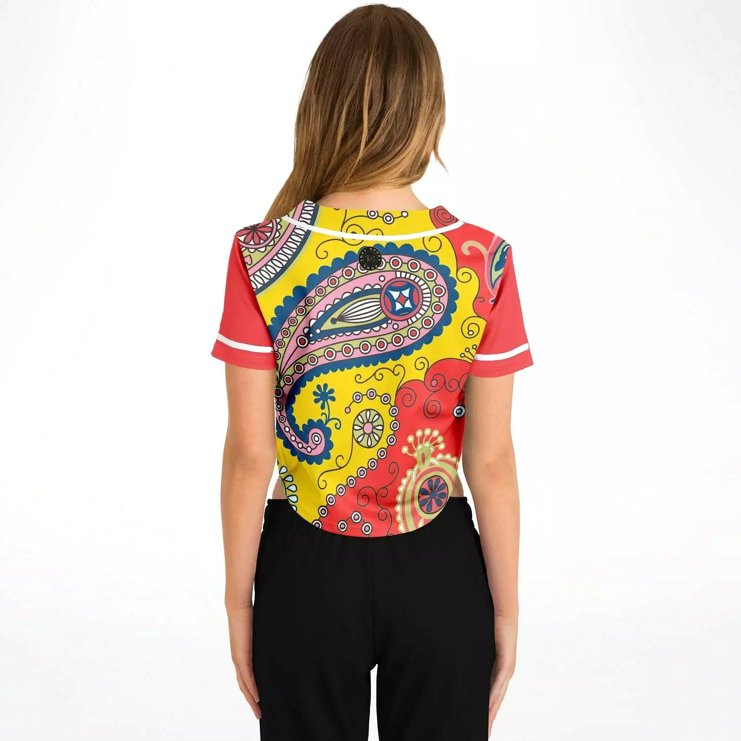 Chili Pepper Camo Paisley Cropped Button Front Jersey