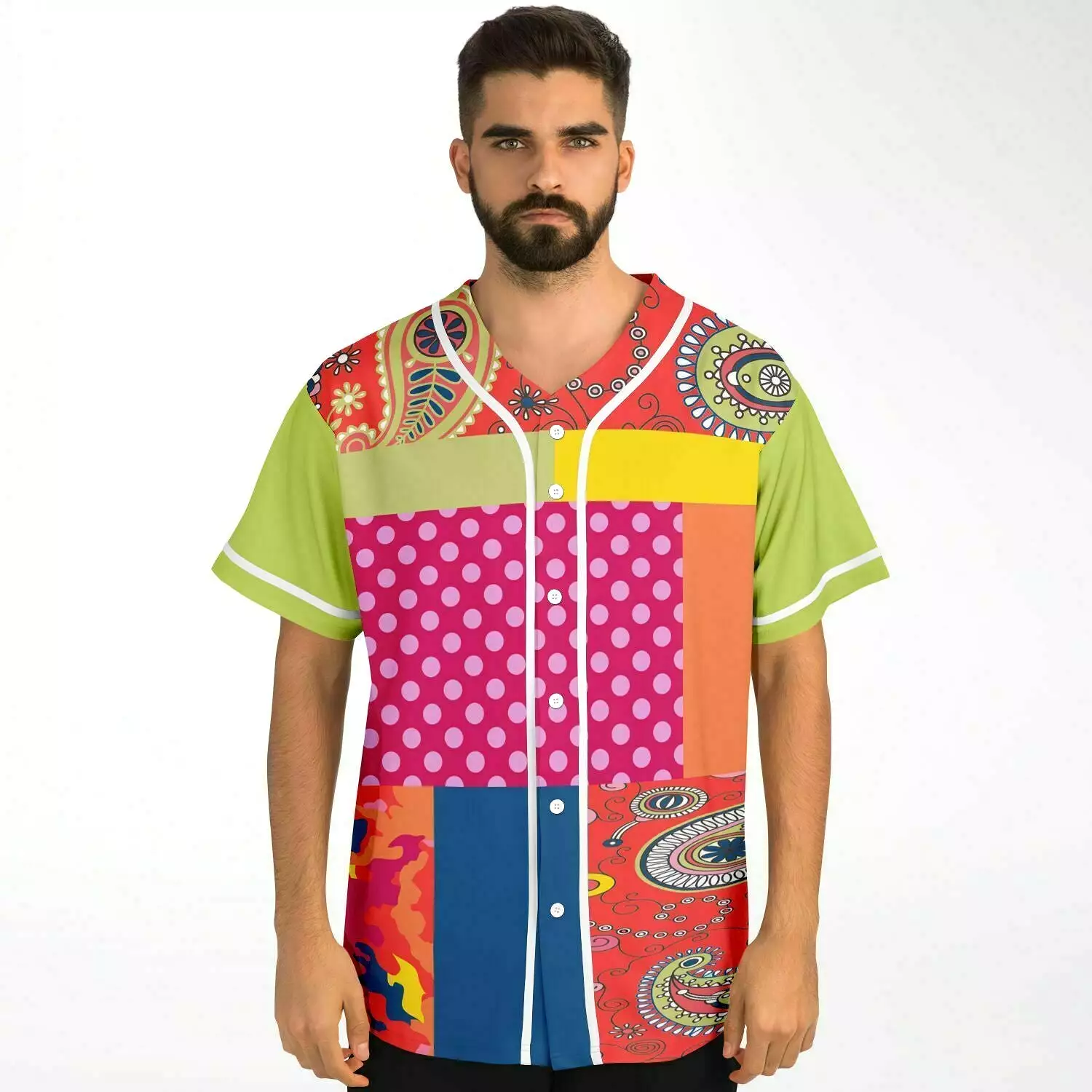 Chili Pepper Patchwork Button Front Jersey