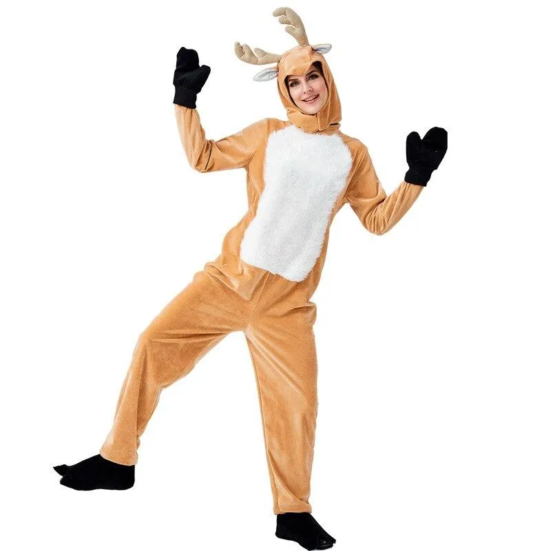 Christmas clothes Adult jumpsuits Cartoon elk Cosplay Animals onesie Cute performance costume Festivals Funny Party onesie