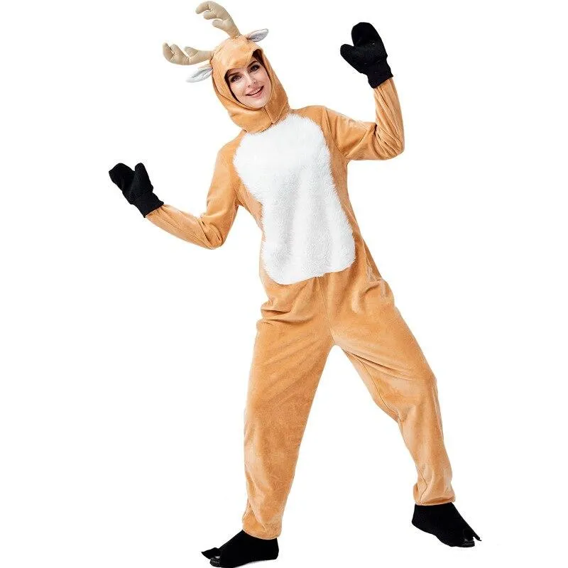 Christmas clothes Adult jumpsuits Cartoon elk Cosplay Animals onesie Cute performance costume Festivals Funny Party onesie