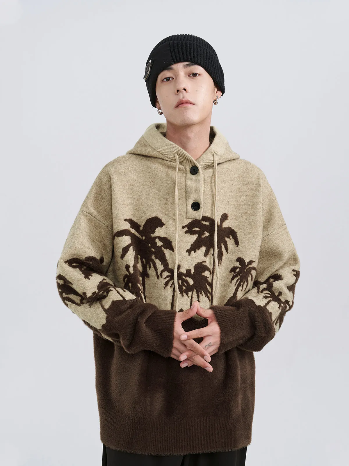 Coconut Hooded Sweater Loose Design