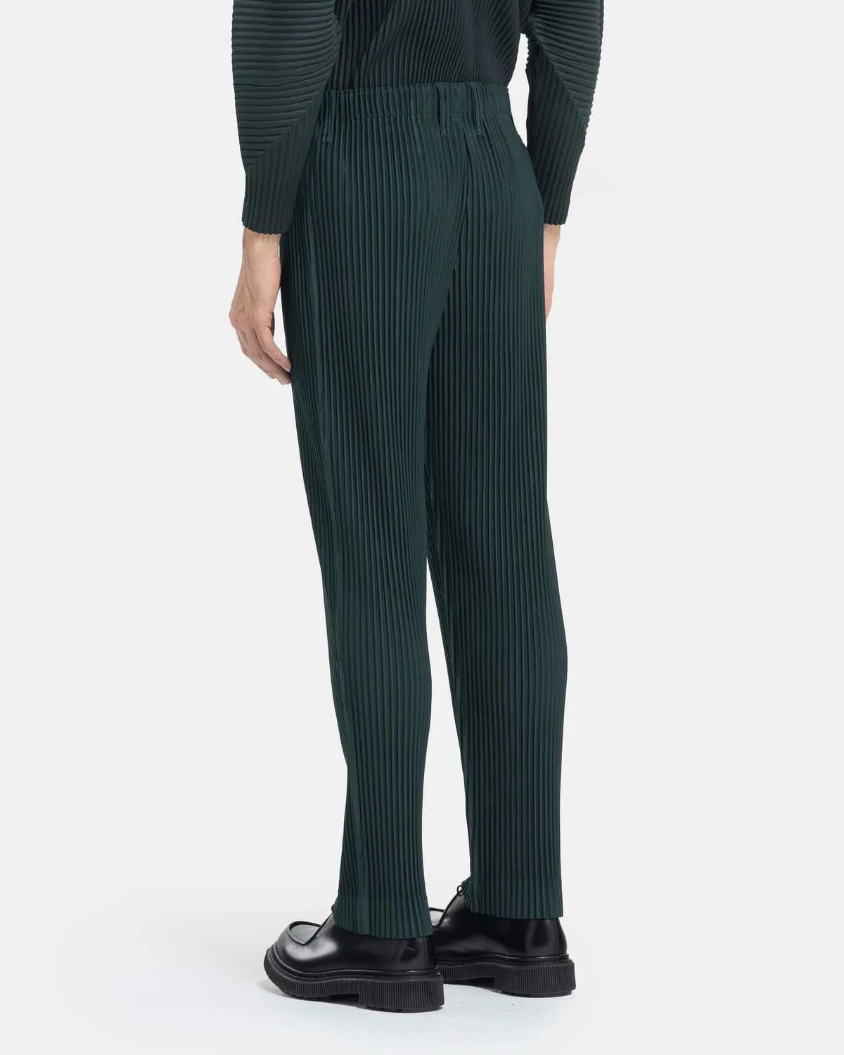 Color Pleated Pants - Deep Green