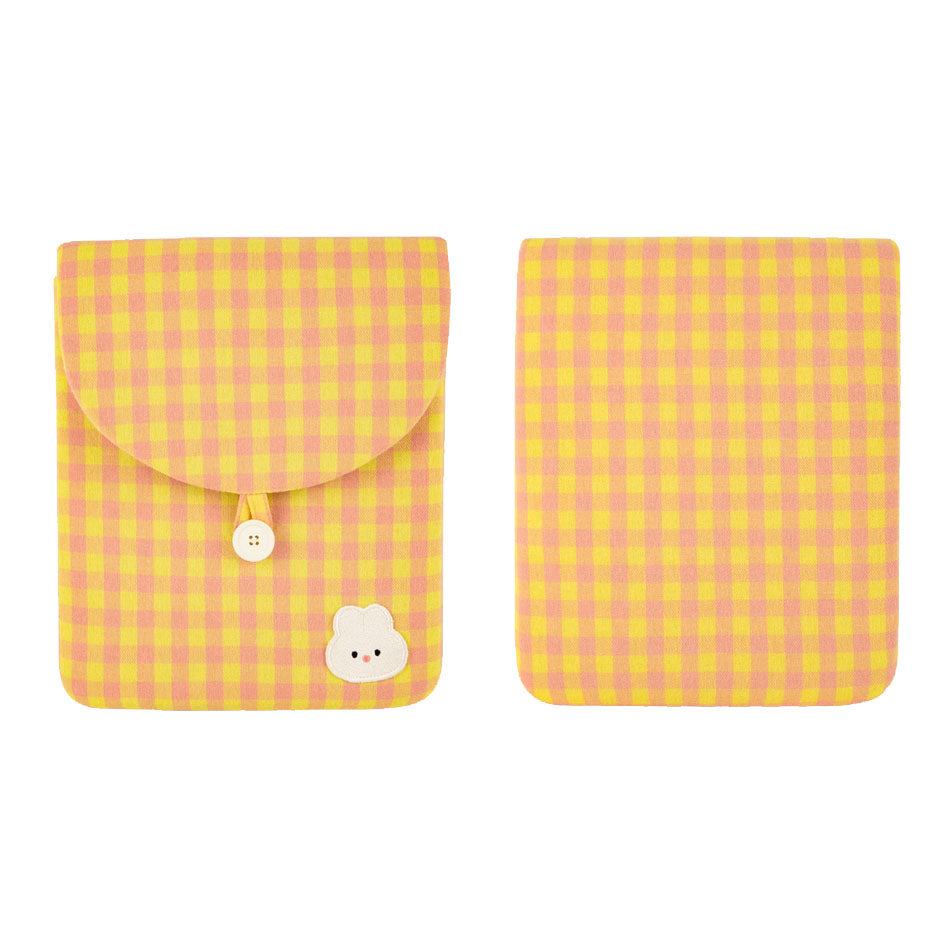 Cute Rabbit Bear Casual Checkered iPad Laptop Sleeves Cases Pouches Protective Covers Purses Handbags Square Cushion Designer Sc