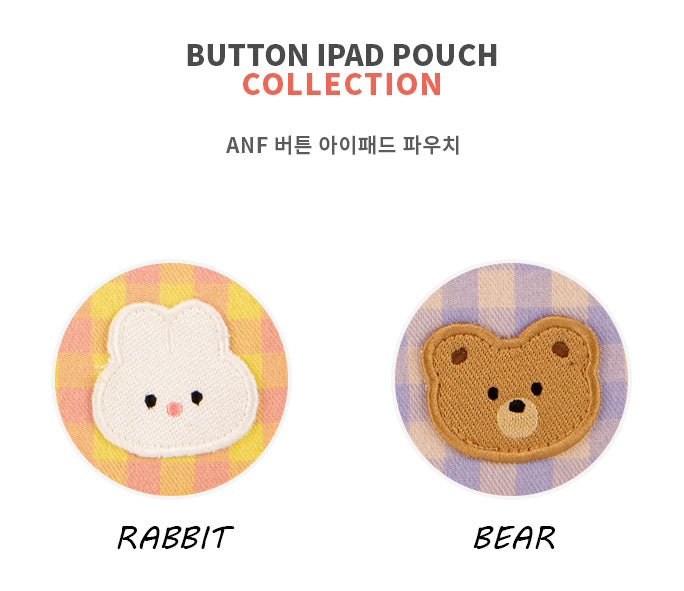 Cute Rabbit Bear Casual Checkered iPad Laptop Sleeves Cases Pouches Protective Covers Purses Handbags Square Cushion Designer Sc