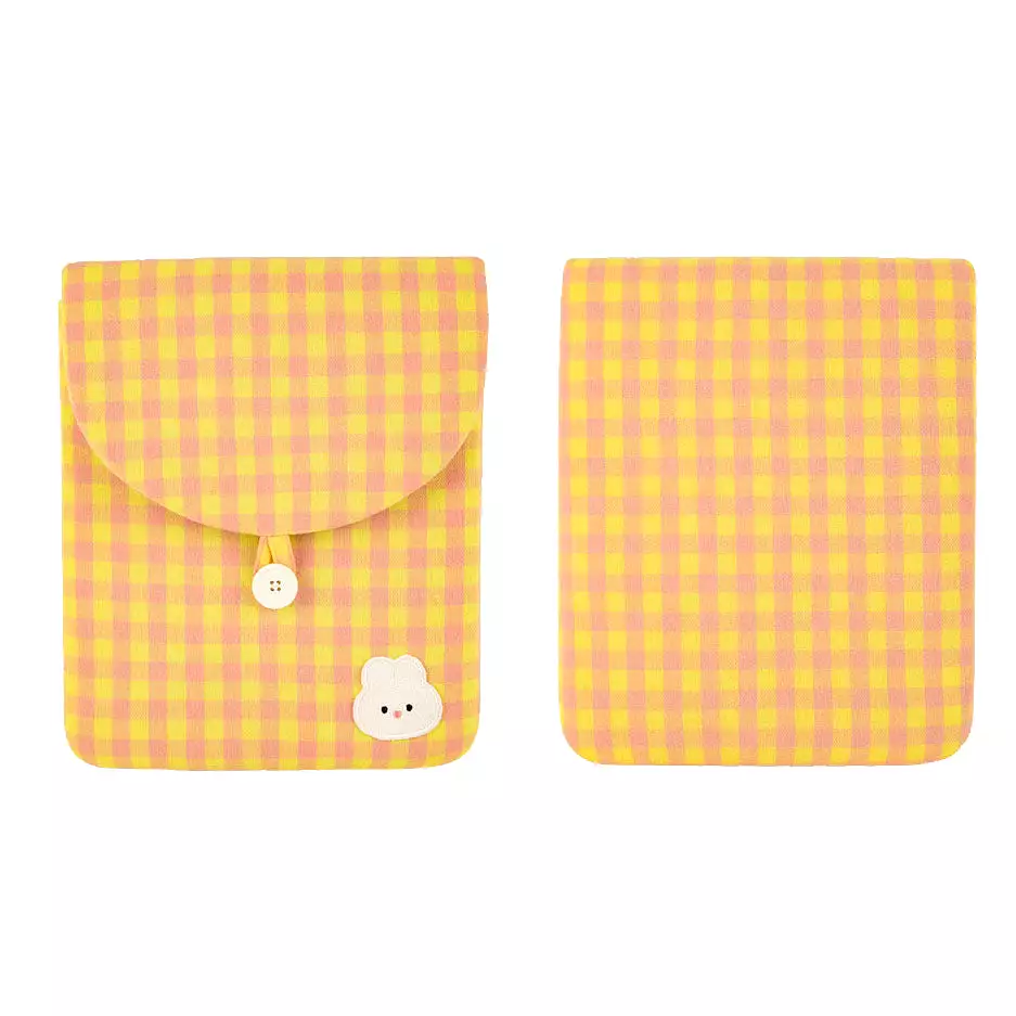 Cute Rabbit Bear Casual Checkered iPad Laptop Sleeves Cases Pouches Protective Covers Purses Handbags Square Cushion Designer Sc