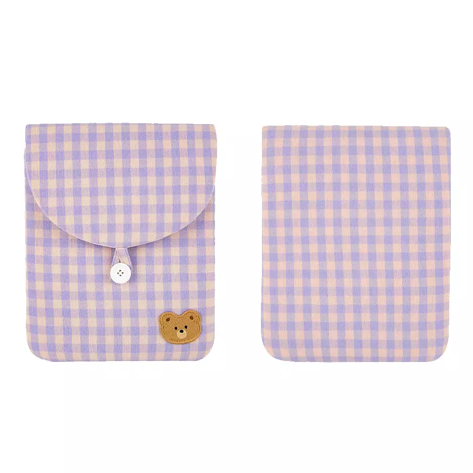 Cute Rabbit Bear Casual Checkered iPad Laptop Sleeves Cases Pouches Protective Covers Purses Handbags Square Cushion Designer Sc