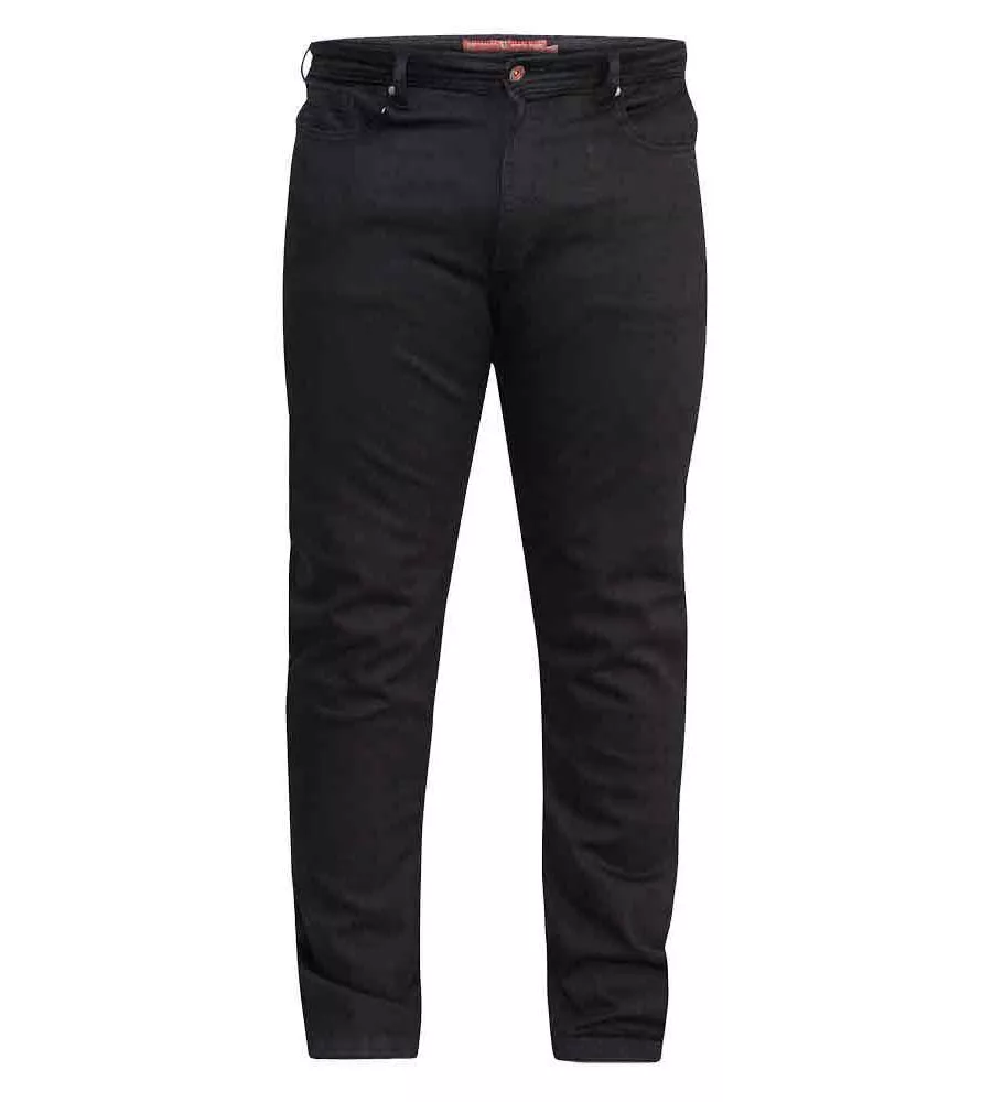 D555 Big Mens Tapered Fit Stretch Jeans In Black (CLAUDE-KS)