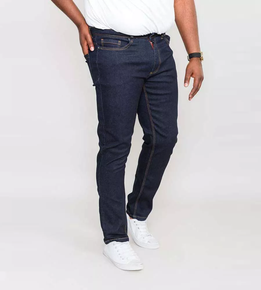 D555 Big Mens Tapered Fit Stretch Jeans In Indigo Kingsize (CEDRIC-KS)