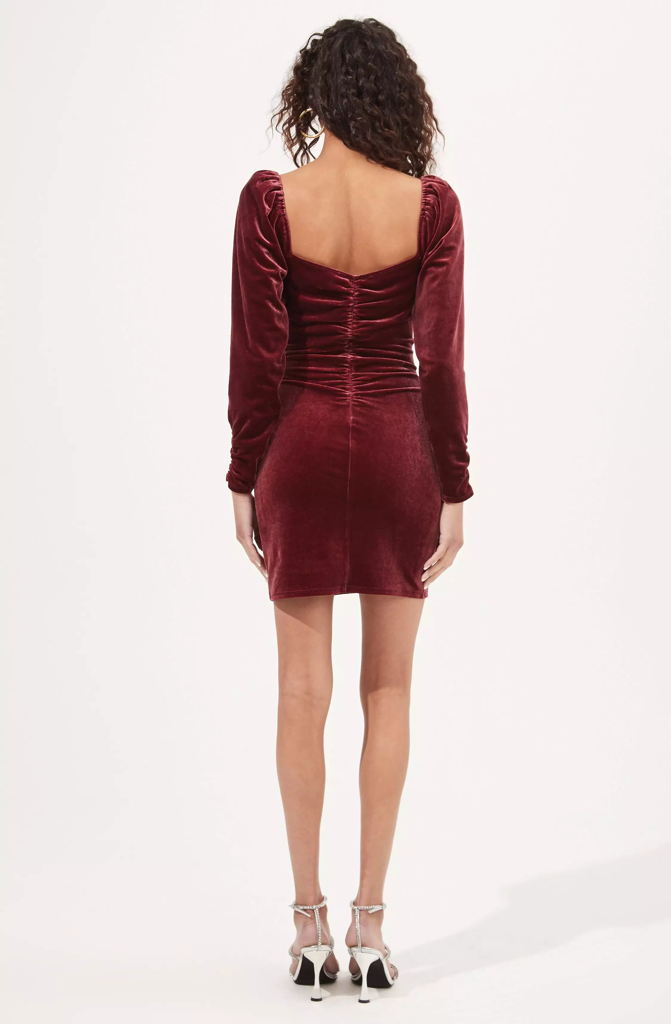 Ellsmere Velvet Rouched Long Sleeve Mini Dress