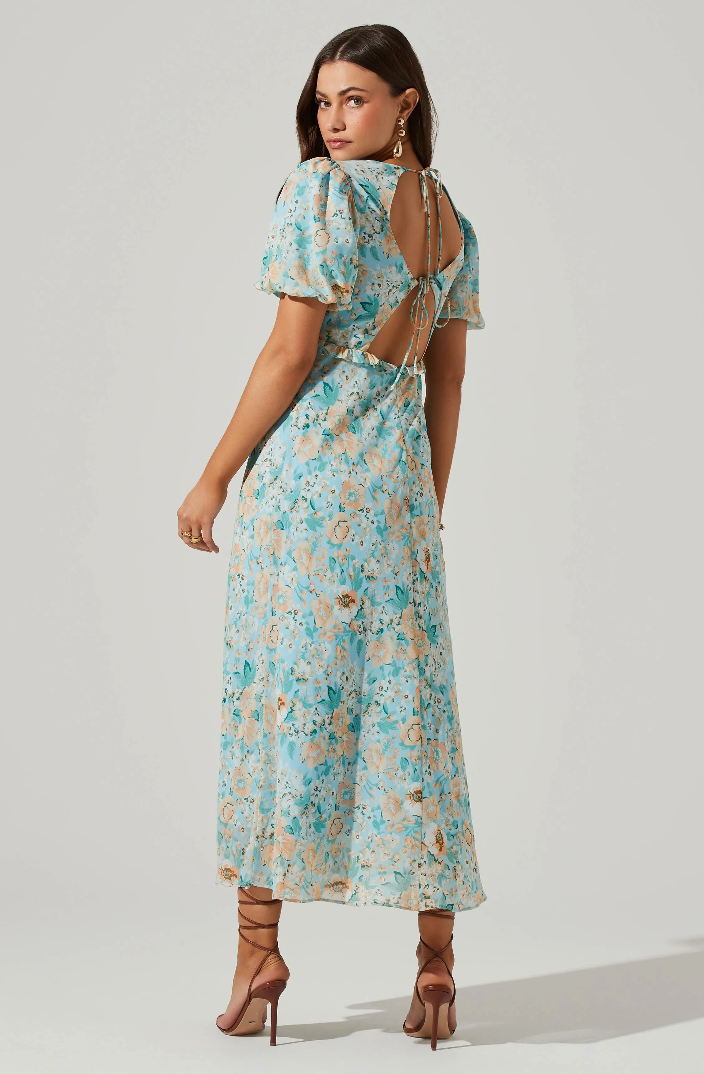 Esperanza Floral Puff Sleeve Midi Dress