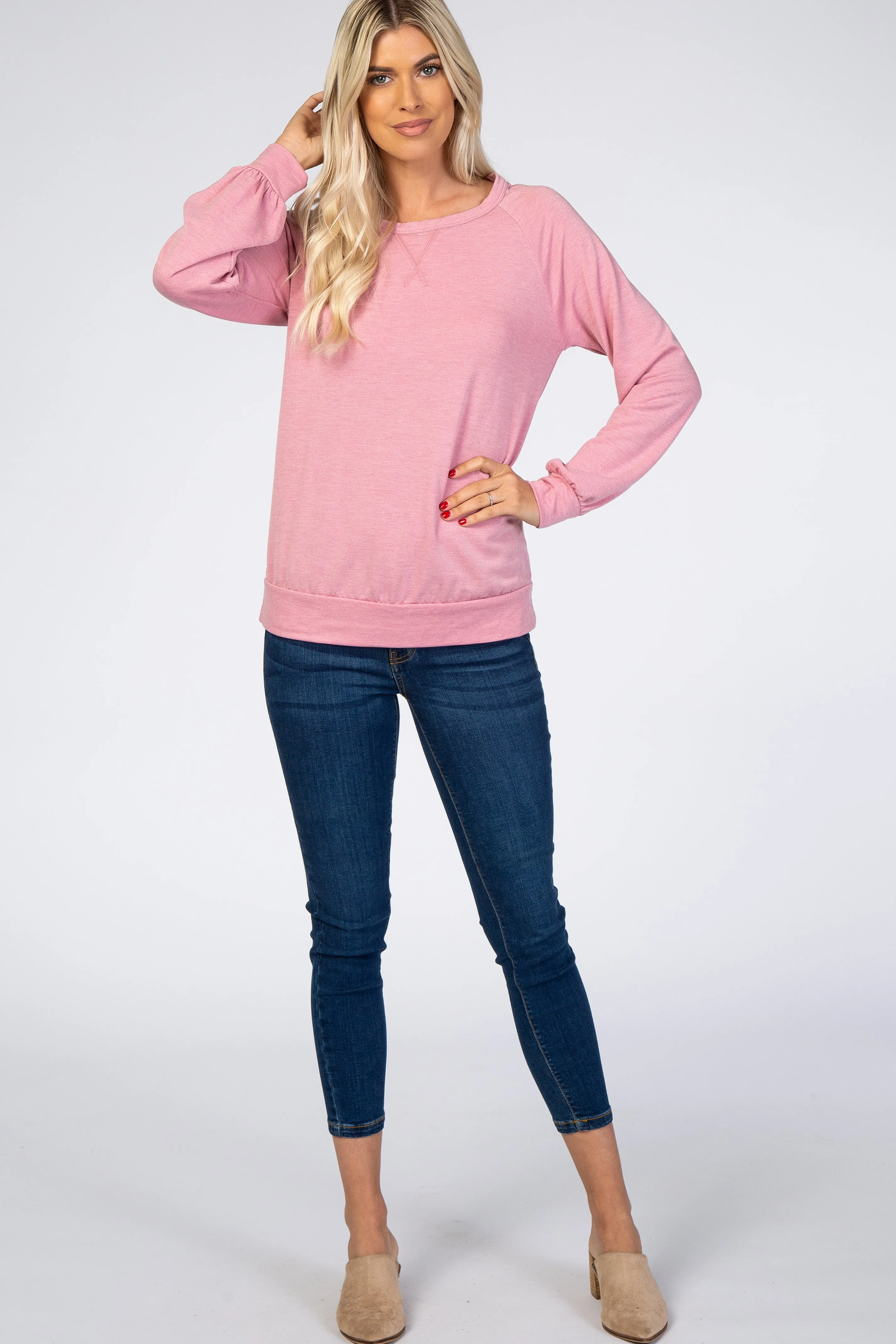 Faded Pink Soft Long Sleeve Top