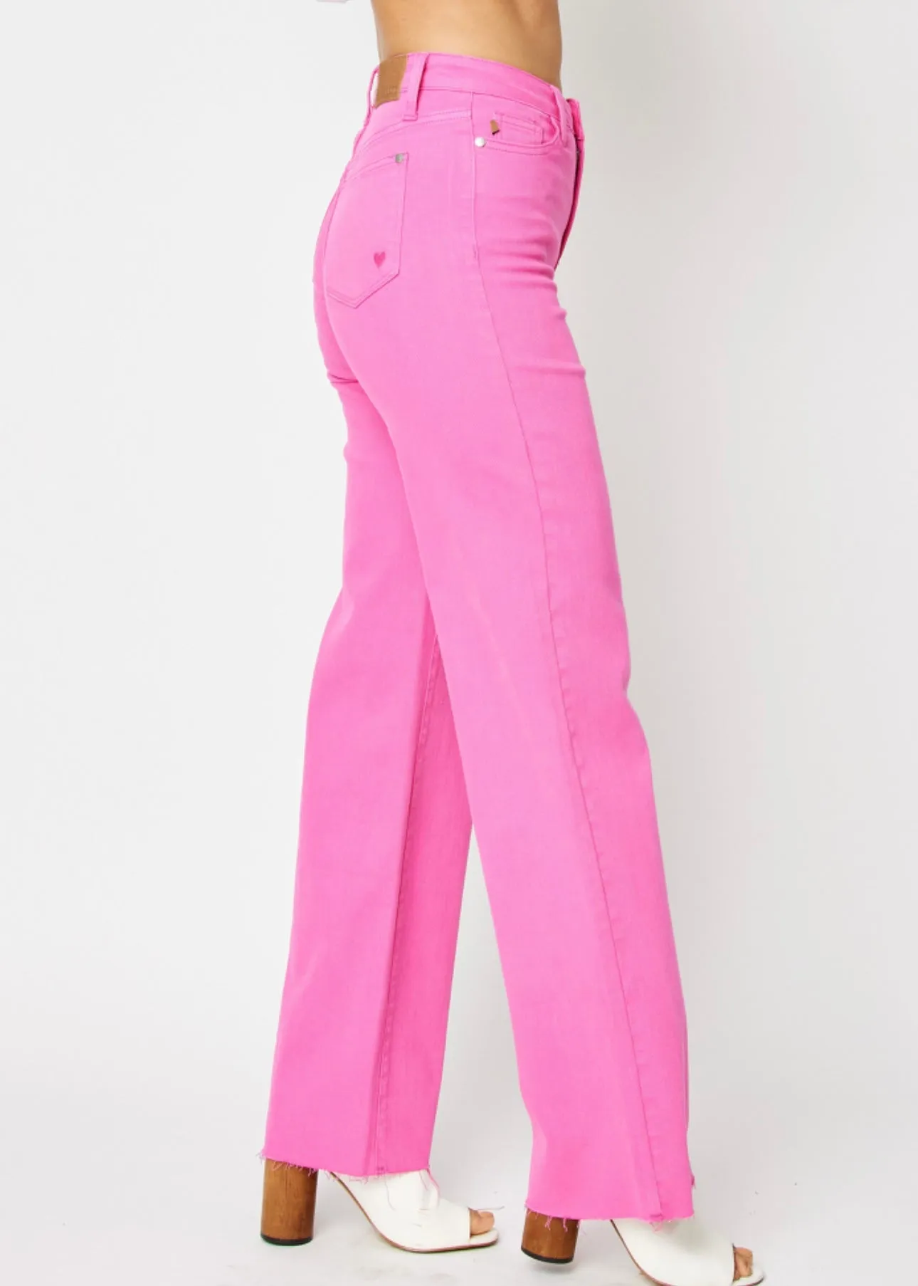 FINAL SALE - Judy Blue Hot Pink Heart Pocket 90’s Straight Jeans