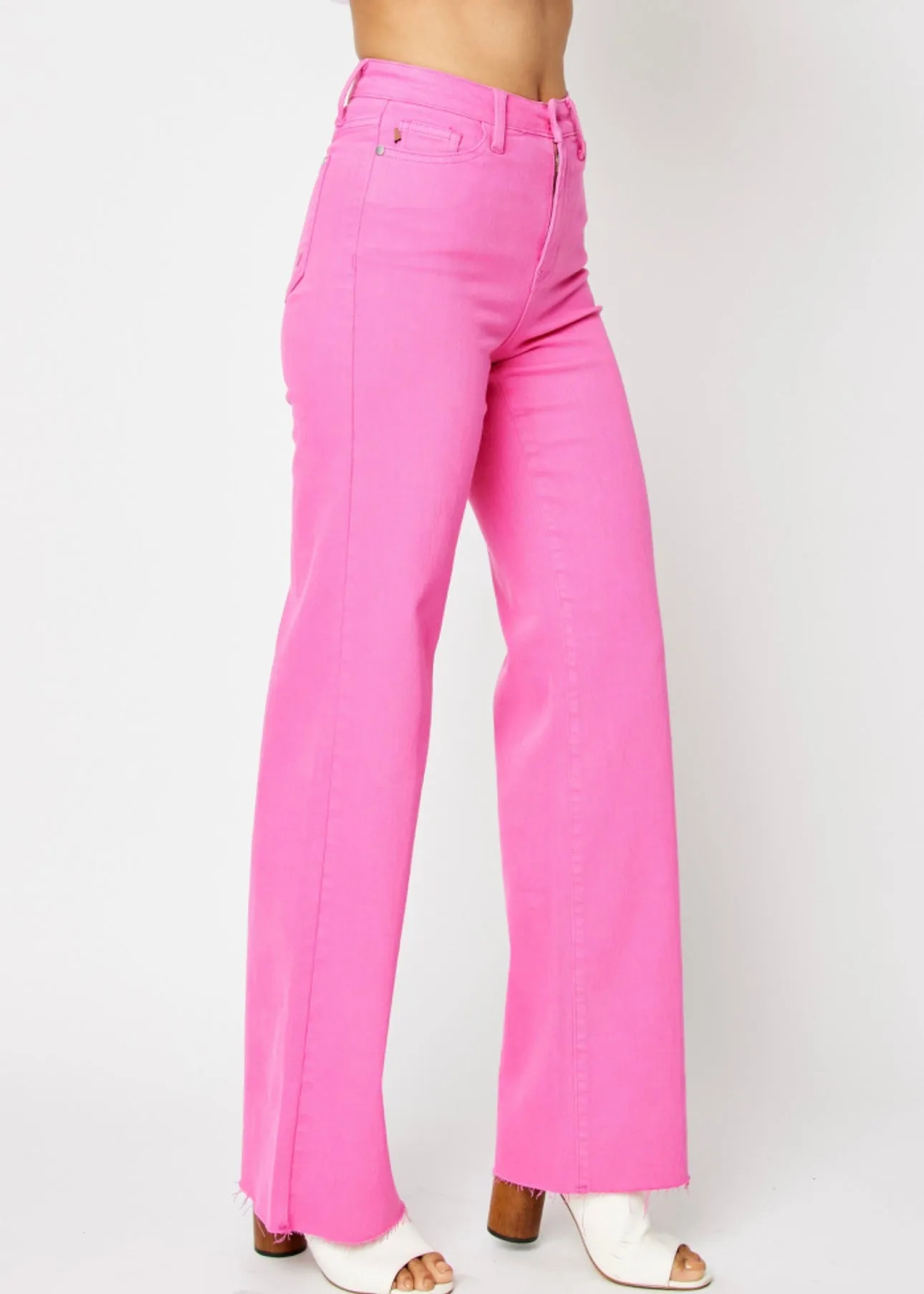 FINAL SALE - Judy Blue Hot Pink Heart Pocket 90’s Straight Jeans