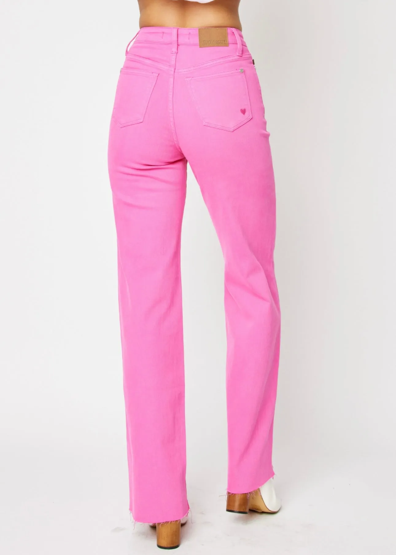 FINAL SALE - Judy Blue Hot Pink Heart Pocket 90’s Straight Jeans