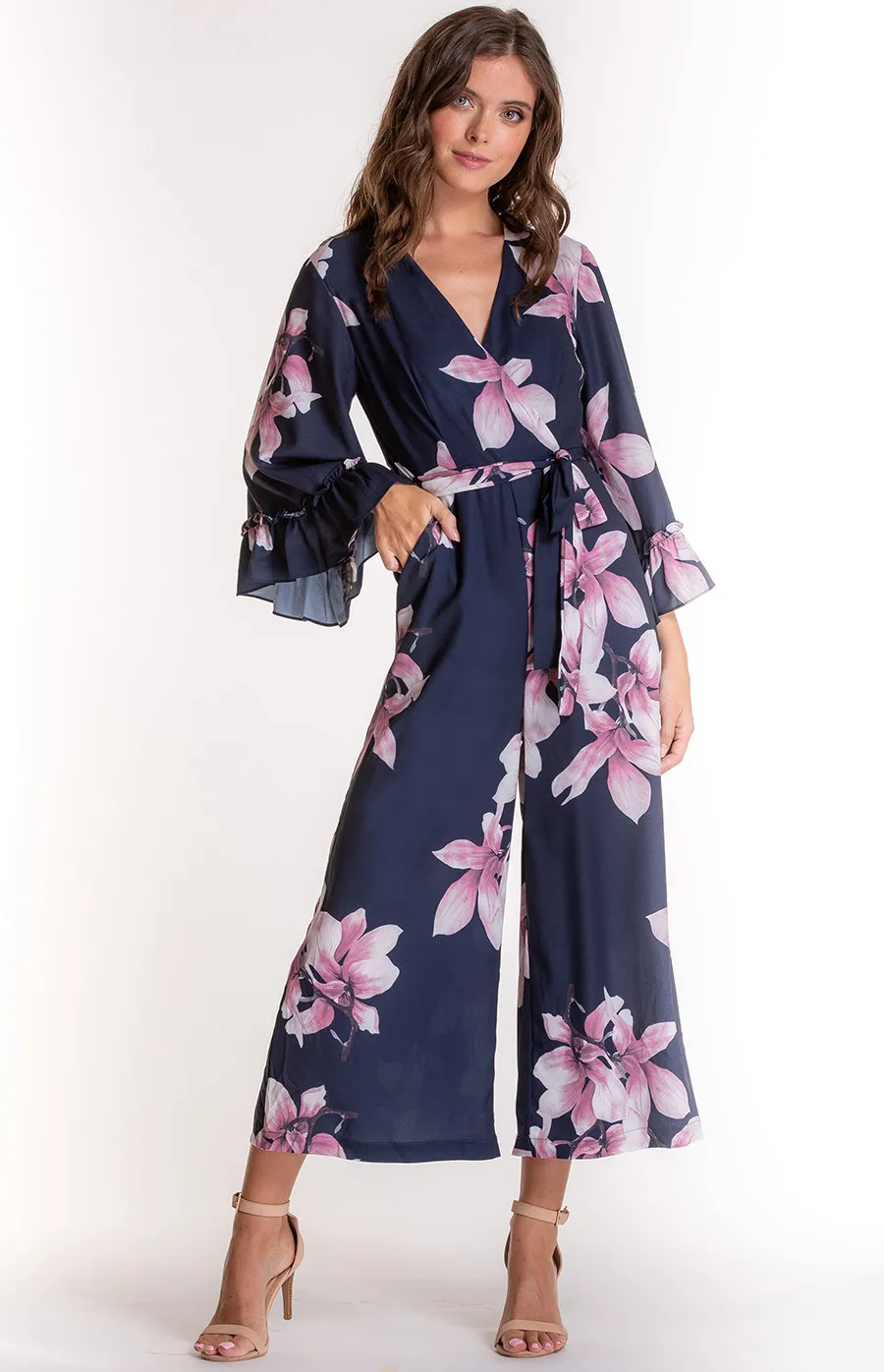 Floral V-neckline Jumpsuit (SJP387A) 