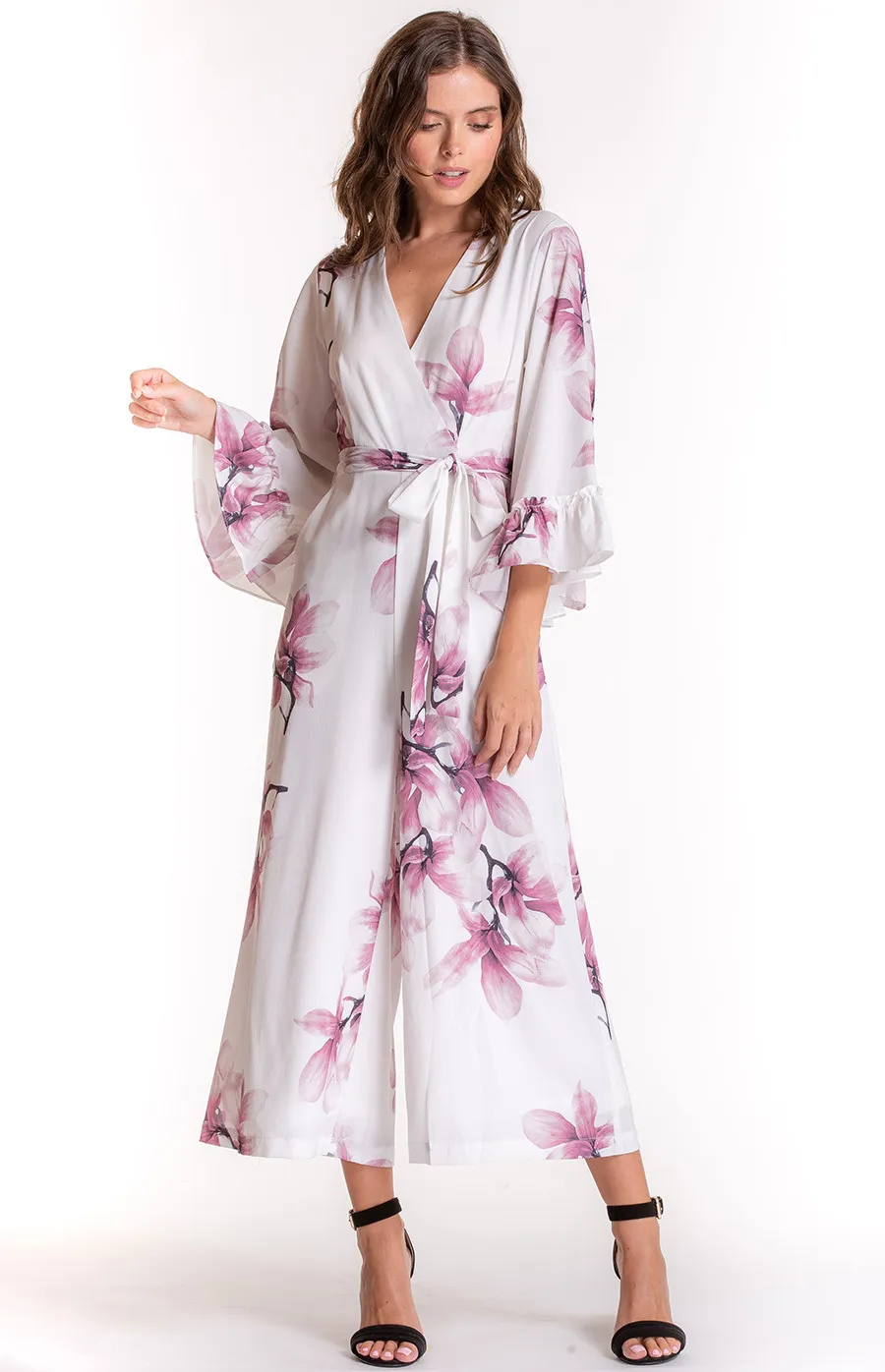 Floral V-neckline Jumpsuit (SJP387A) 