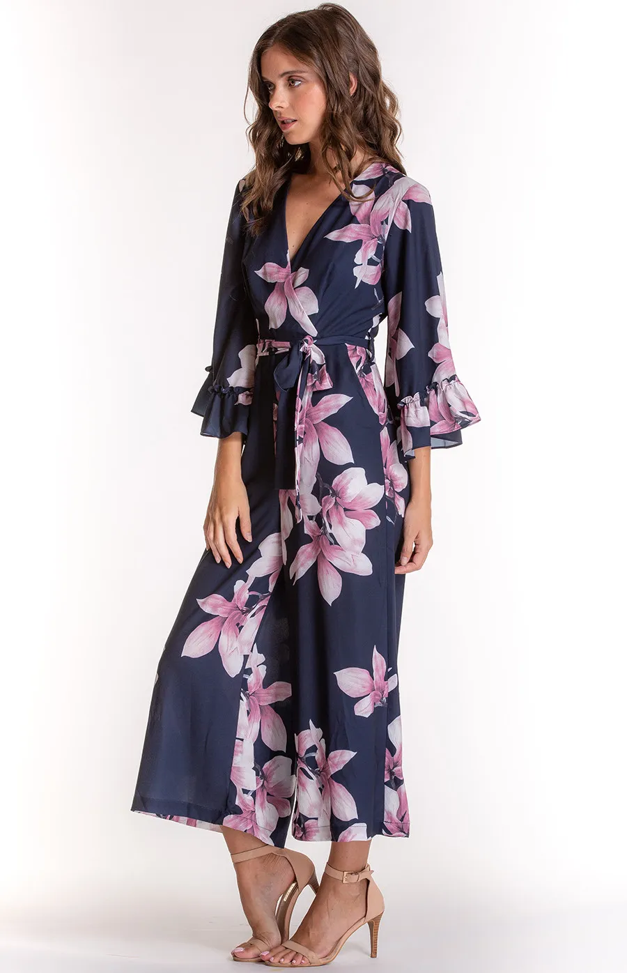 Floral V-neckline Jumpsuit (SJP387A) 