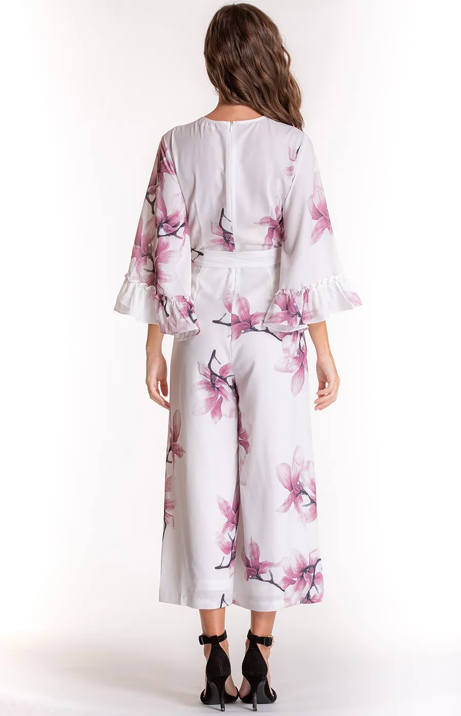 Floral V-neckline Jumpsuit (SJP387A) 