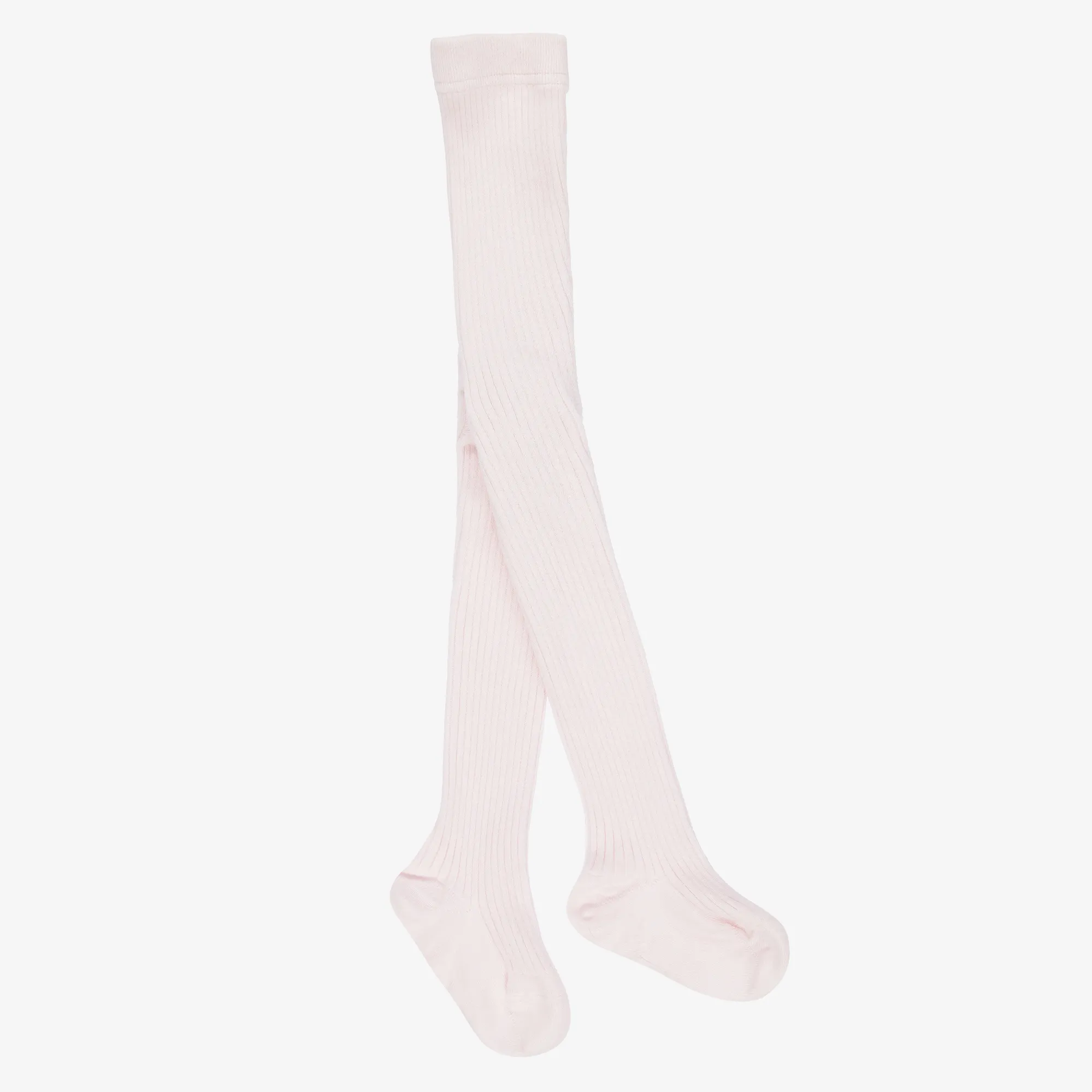 Girls Pale Pink Ribbed Tights