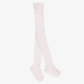 Girls Pale Pink Ribbed Tights