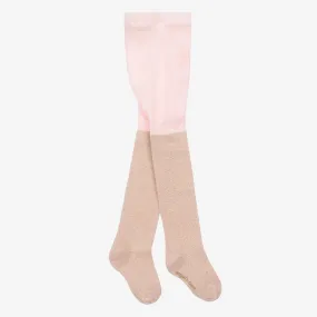 Girls Rose Gold Cotton Glitter Tights