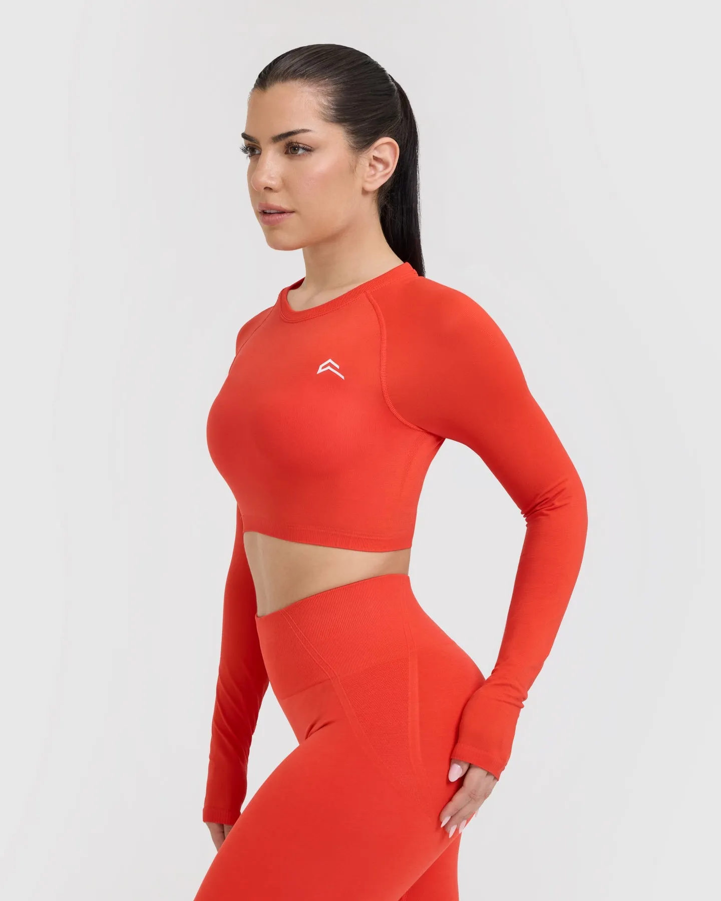 Go To Seamless Fitted Crop Long Sleeve Top | Charged Orange