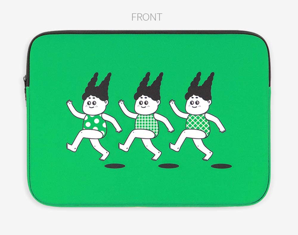 Green NYONG Graphic 11 13 15 inch Laptop Sleeves Cases Protective Covers Purses Handbags Square Cushion Pouches Designer Artist 